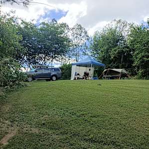 Looking up from the river to our campsite.