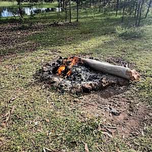 Fire pit near dam.