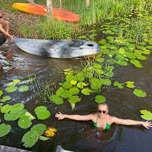 Cooling off in one of the dams