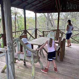 Short walk to a wooden cabin and lookout