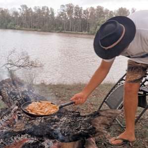 Fresh fish and chips on the fire