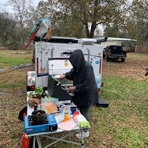 Big yard to camp on.