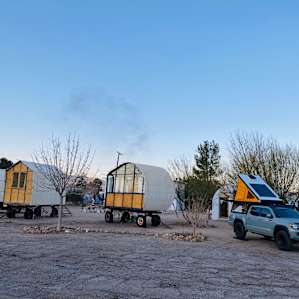My coworker was able to pull up his truck camper right next to the huts where the rest of us were.