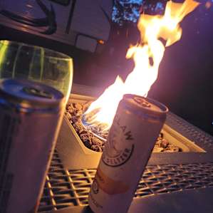 Propane fire pit right outside the rv.