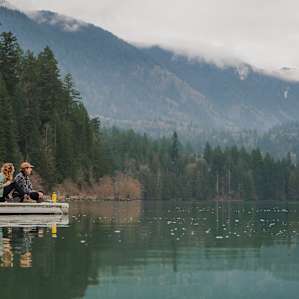 Cultus Lake is a great spot to take a break from driving along the way.
