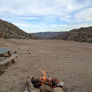 Tent camping in a quiet canyon