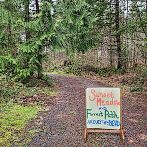 A nice walk to a meadow is available.