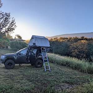 View of the site during sunrise.