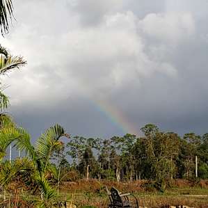 Rainbow over the land.