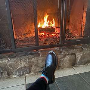 The fireplace room is so neat! This is a common area—