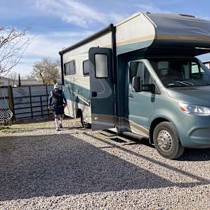 This is us tucked into our site, plenty of room for chairs, table, grill etc.