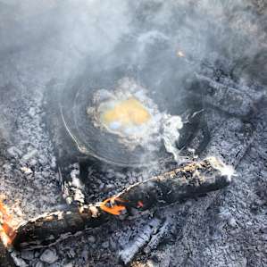 Cooking on the fire pit