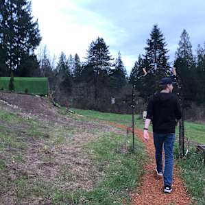 The path from the parking area to the Hobbit House is well marked and bordered by string and solar lights. There’s also a super clean porta potty with motion sensor lights nearby where you park your car.