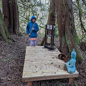 Short stroll to a meditation area in a cedar grove.