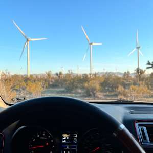 Desert Camping with Turbine Views
