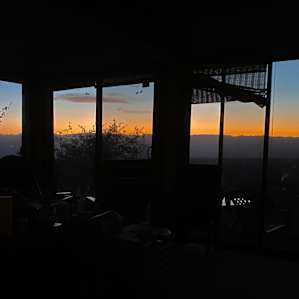 Sunrise from bed. We loved the views from both inside and outside the Casita.