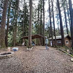 Outside our cabin. Lots of space dedicated to each cabin site