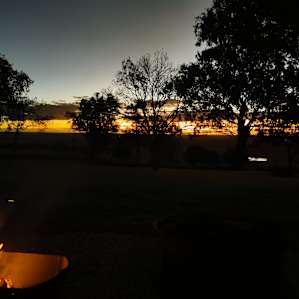 Sunset and campfire