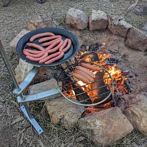 Camp fire cooking. (Please note the wire racks and stake are my own- not provided by the campsite)