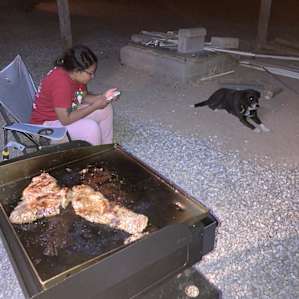 The hosts dog made sure we were safe during our stay