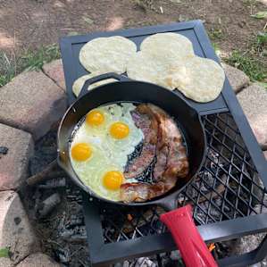 Breakfast over the fire.