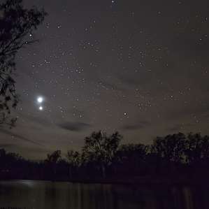 Venus, Jupiter and Mars rising over the Glenelg river. Nice to be away from the light pollution and enjoy a really dark sky.