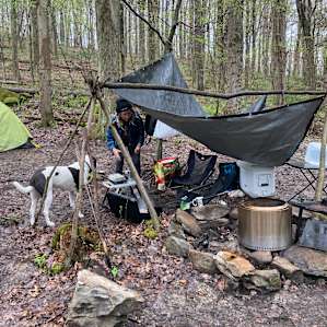 Tarp from firewood came in handy when rain started