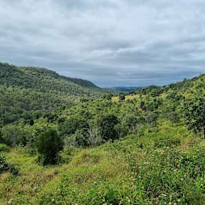 View of our campsite from mountain side.