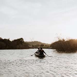 Canoeing at sunset with my daughter.