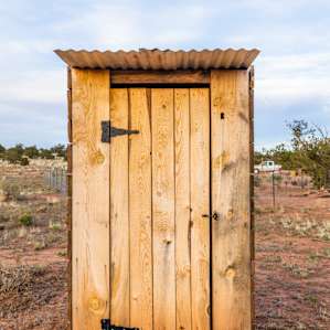 The outhouse was very well maintained and just across the street from the cabin.