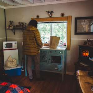 The cabin kitchen area.