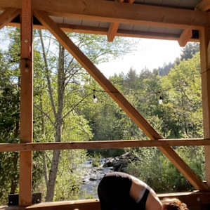 Forested creekside campsite