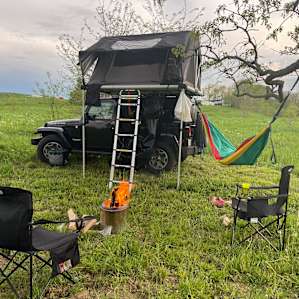 camping under the oak tree