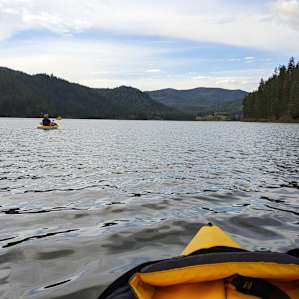 We kayaked to a lake nearby our camping spot.