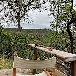 Cool, little private deck behind the tent