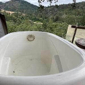 Big tub with a view, so wonderful