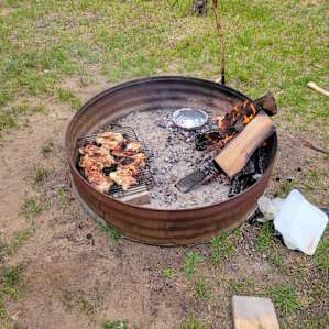 Dinner on the open fire.