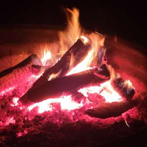 Fire lighting up the night.
