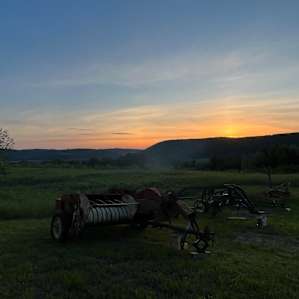 Farm sunset near bathroom!