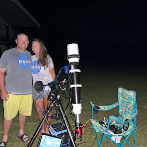 Angel and rock wood during our mini star party. We explored the Milky Way and night sky