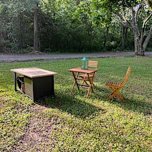 Super cute campfire setup ready to relax