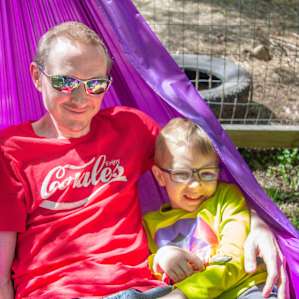 Father-son time in the hammock.