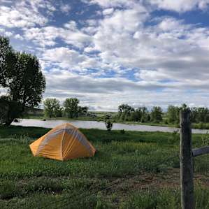 Level grassy spot for tent