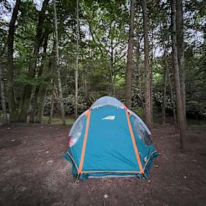 Mountain river island campsite 2