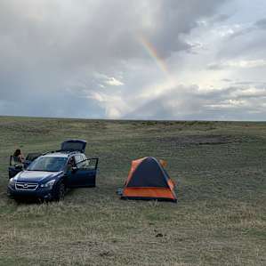 Another photo of our camp site with a beautiful rainbow!