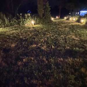 Nicely lit path to the fire pit.