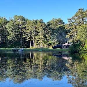 Trail across pond