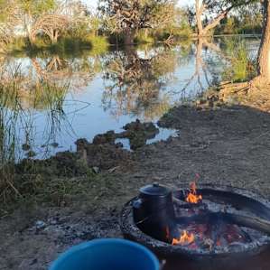 Breakfast by the fire.
