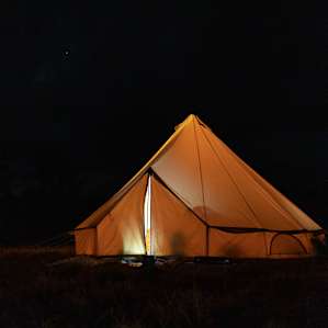 Night time in the bell tent.