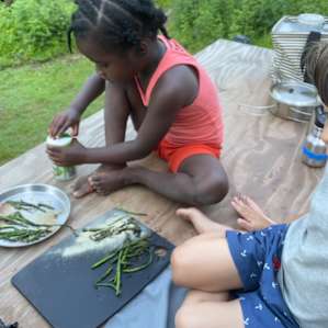Eating on the tent deck